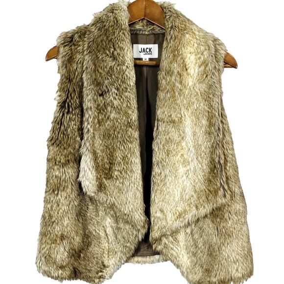 JACK by BB Dakota Faux Fur Vest Sleeveless Jacket Open Front Casual Winter - M - Picture 1 of 4